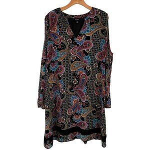 Nicole By Nicole Miller Womens Paisley Long Sleeve cold shoulder Dress Size 16